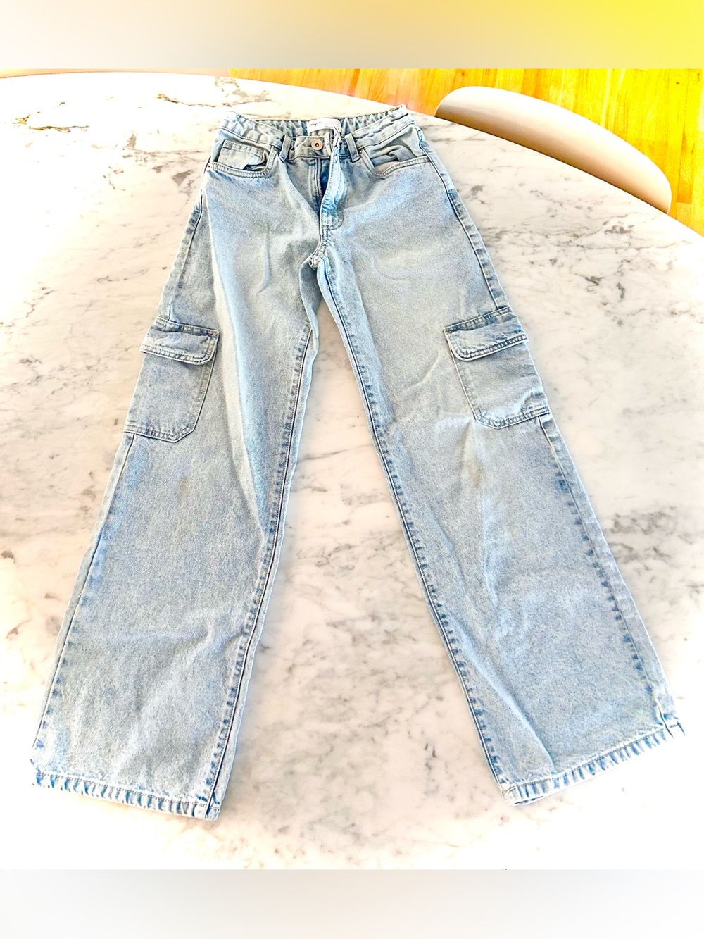SUPRÉ Light Blue Wide Leg Cargo Jeans – Size 6
